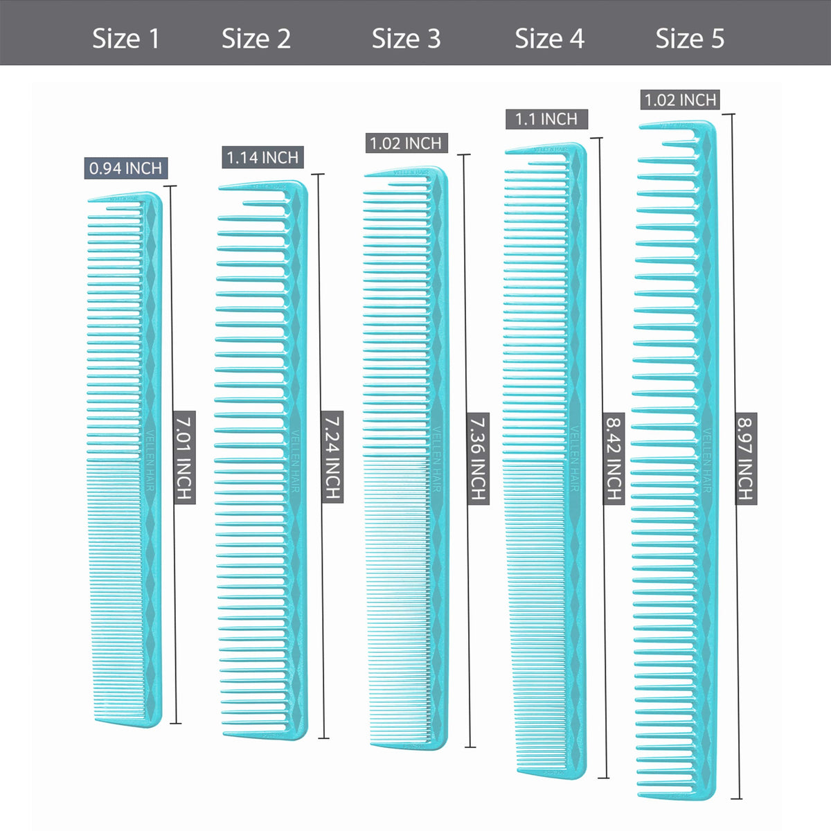 Vellen Hair® Ultimate Schneidekamm - 5 Größen - Blau