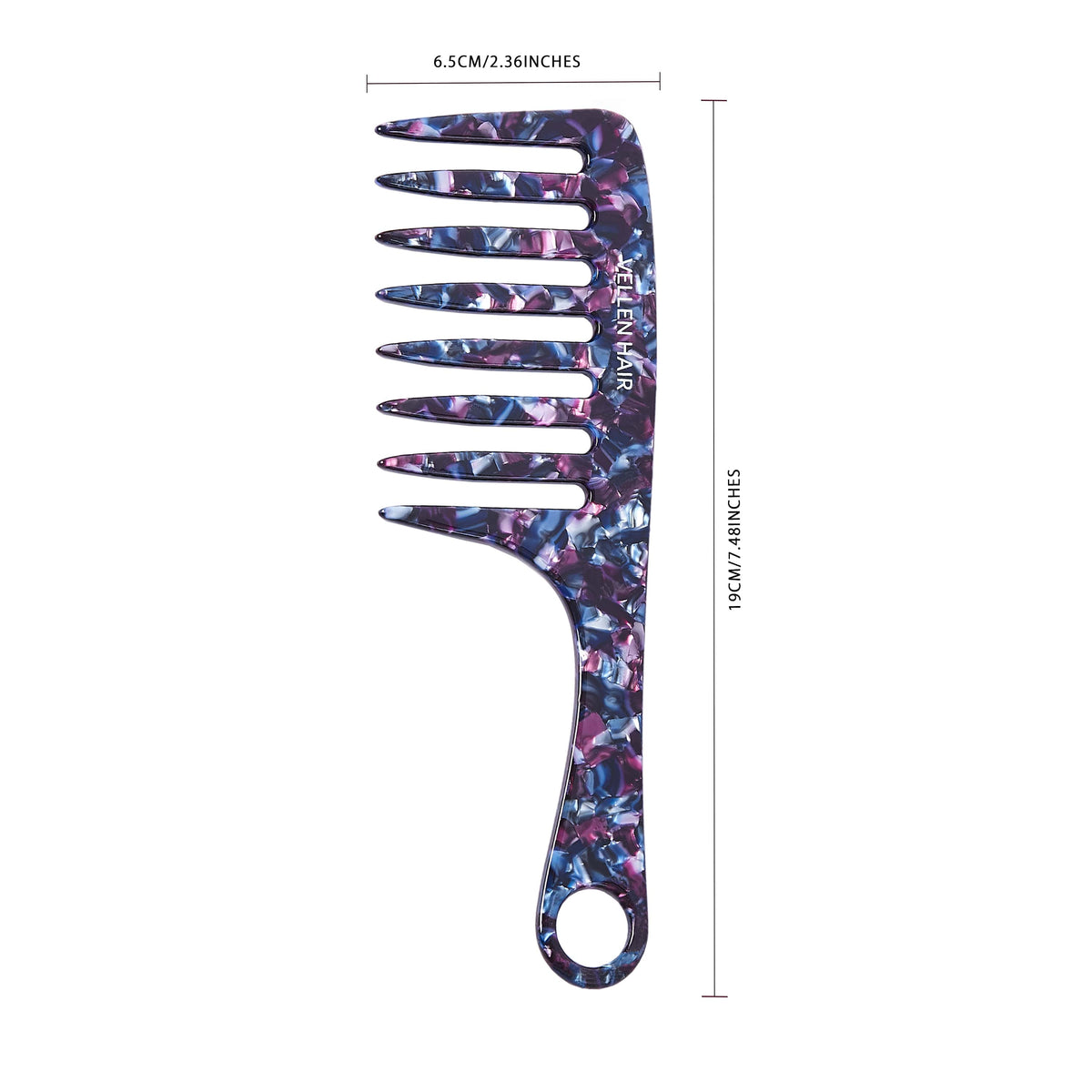 Vellen Hair Kamm aus Celluloseacetat 19 cm - Sanfte Entwirrung &amp; Styling für lockiges &amp; enges Haar