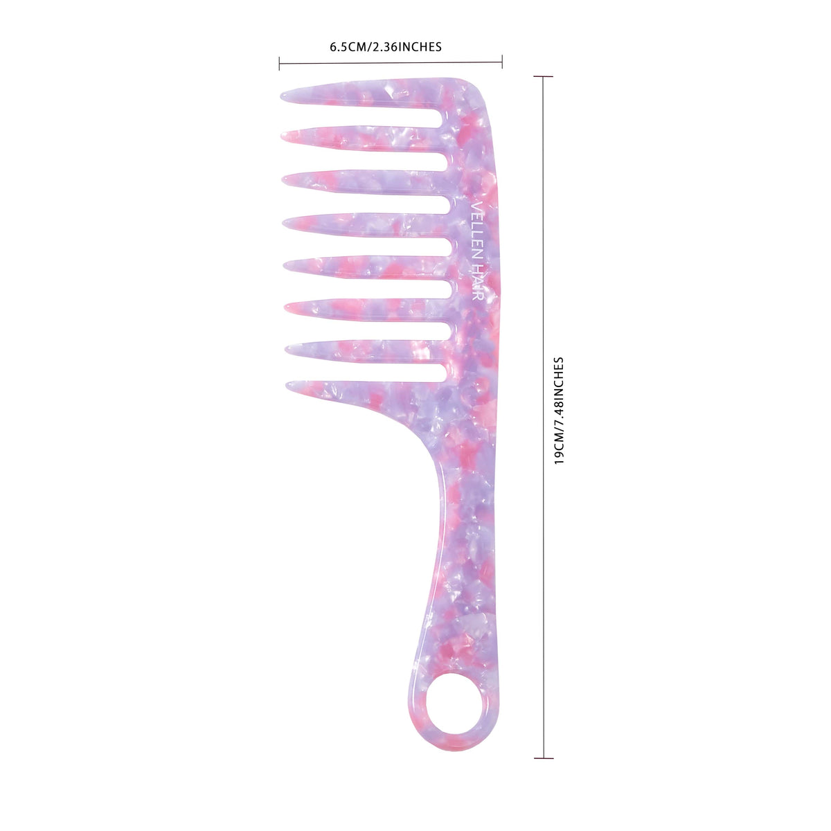 Vellen Hair Kamm aus Celluloseacetat 19 cm - Sanfte Entwirrung &amp; Styling für lockiges &amp; enges Haar