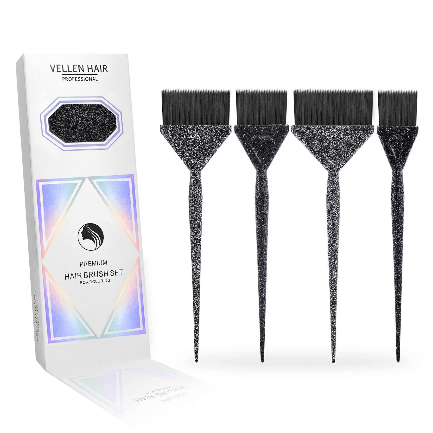 Vellen Hair Glamour Haarfärbepinsel- 4 Stück - Schwarz Glitzer