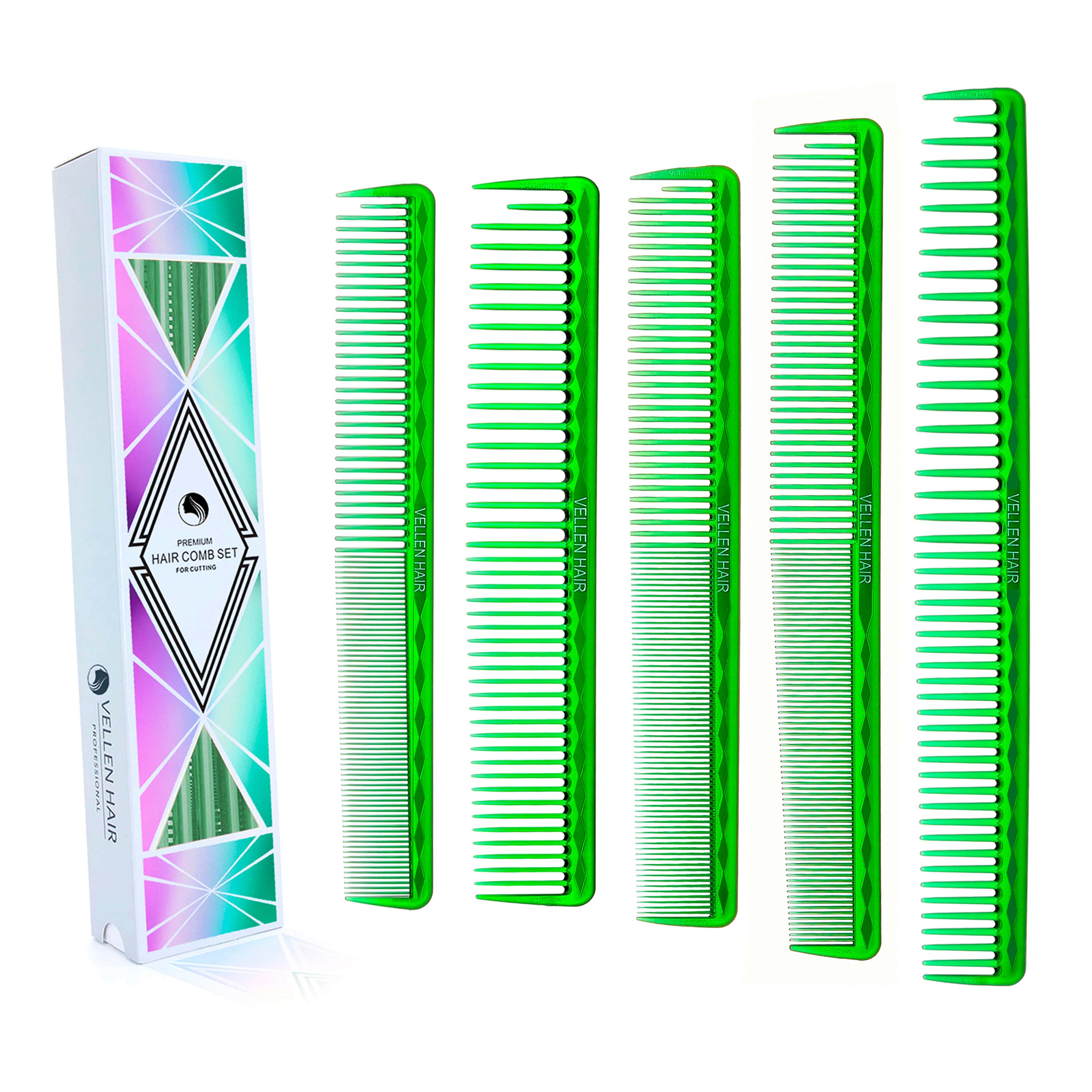 Vellen Hair® Ultimate Schneidekamm - 5 Größen - Grün Transparent