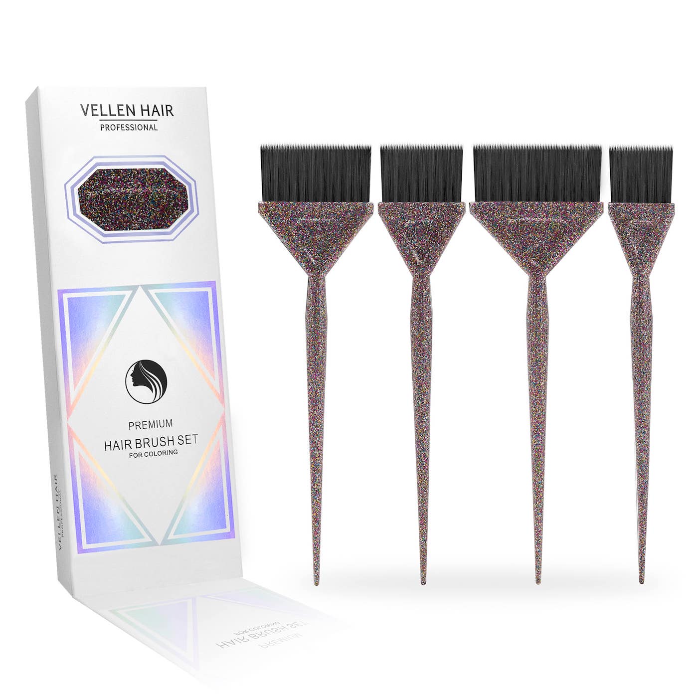 Vellen Hair Glamour Haarfärbepinsel- 4 Stück - Multi Glitzer