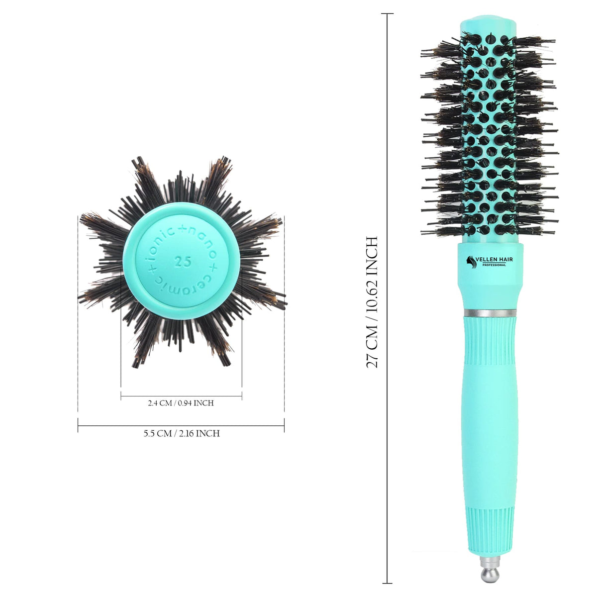 Vellen Hair Keramik/Ionen Haar Rund-Haar-Bürste 25 mm