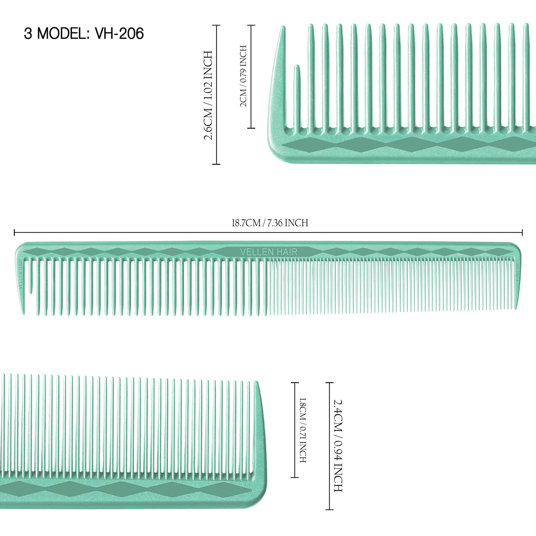 Vellen Hair® Ultimate Schneidekamm - 5 Größen - Mint