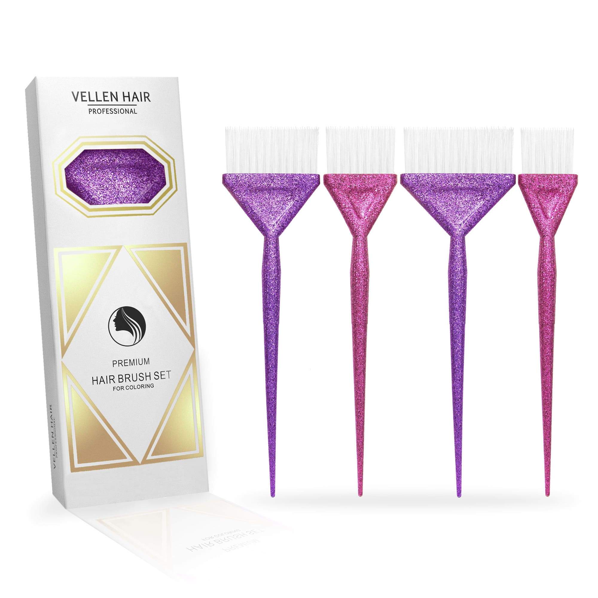 Vellen Hair Glamour Haarfärbepinsel- 4 Stück - Lila/Pink