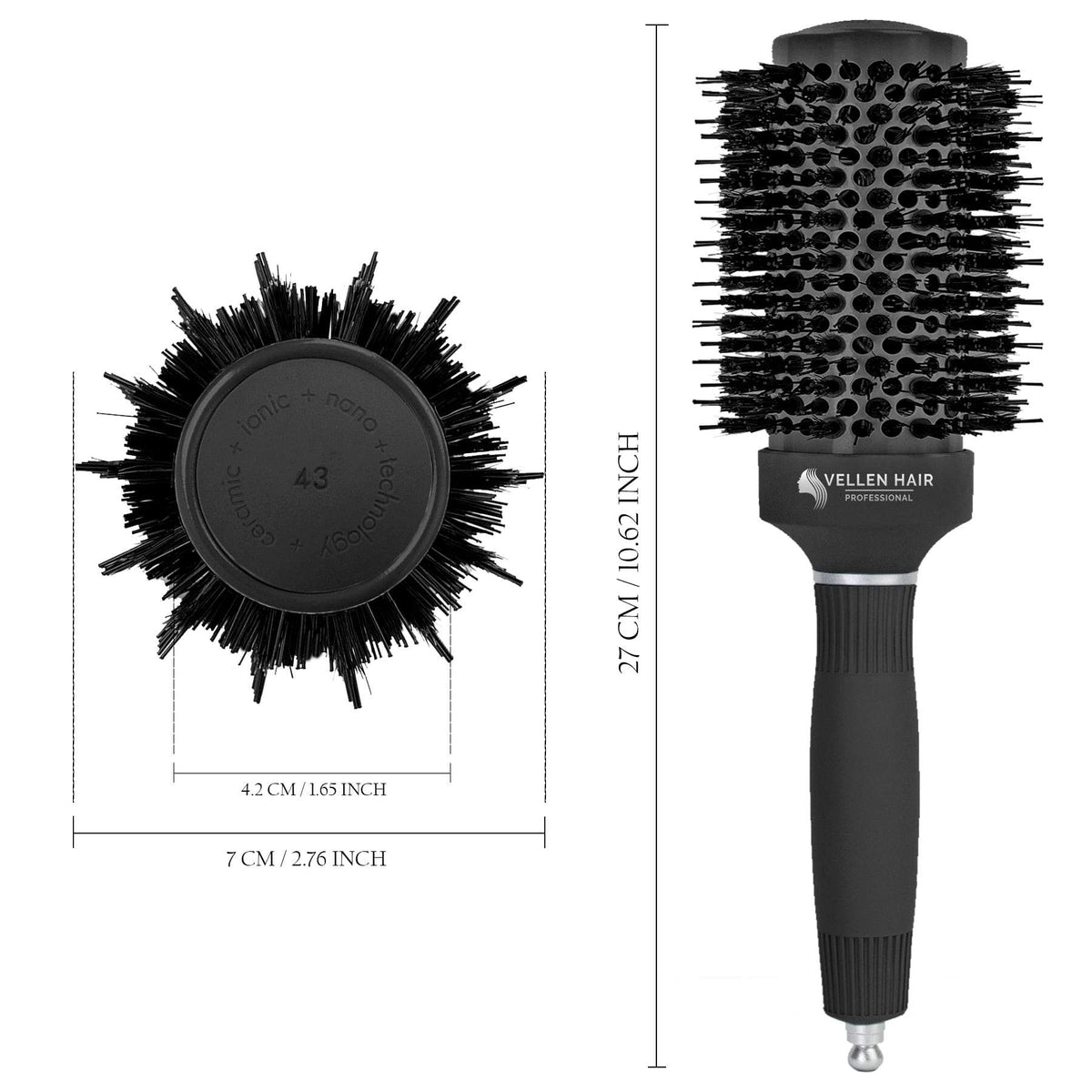 Vellen Hair Keramik/Ionen Haar Rund-Haar-Bürste 43 mm