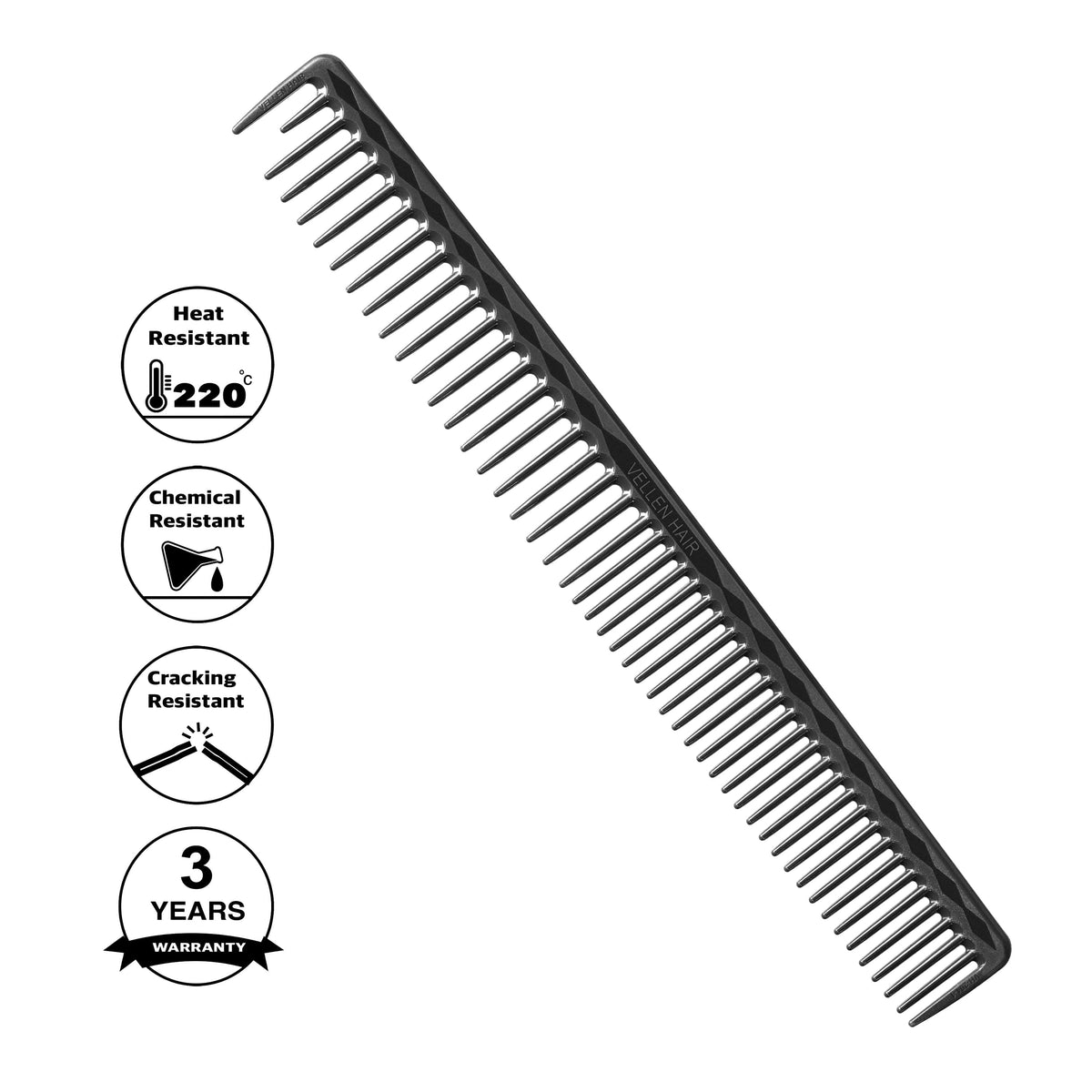 Vellen Hair® Professioneller Ultimate Schneidekamm 22,8 cm - Schwarz - VH204