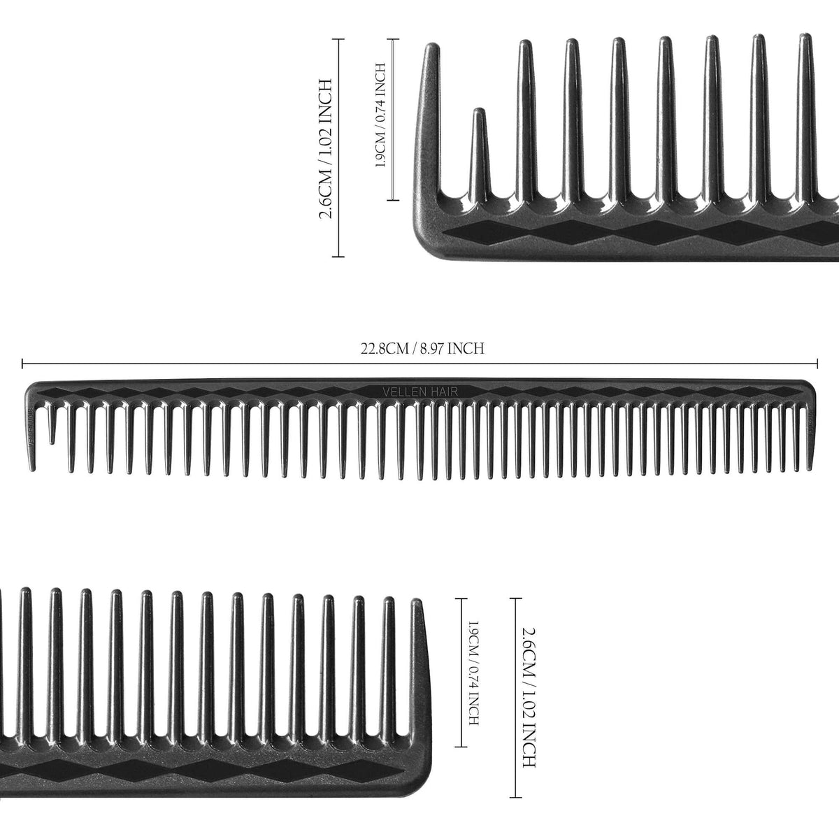 Vellen Hair® Professioneller Ultimate Schneidekamm 22,8 cm - Schwarz - VH204
