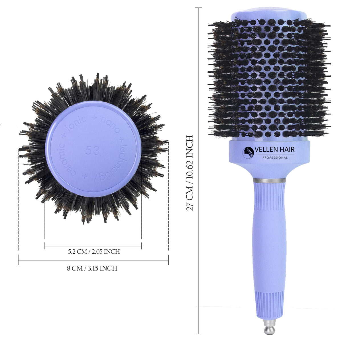 Vellen Hair Keramik/Ionen Haar Rund-Haar-Bürste 53 mm