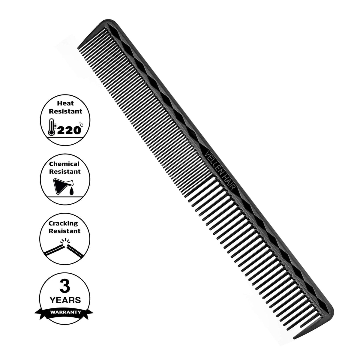 Vellen Hair® Professioneller Ultimate Schneidekamm 17,8 cm - Schwarz - VH202