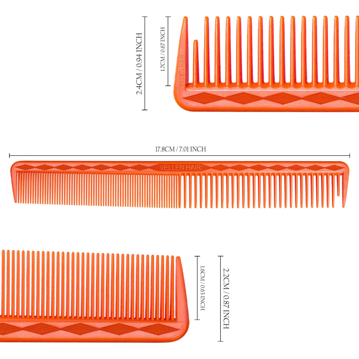 Vellen Hair® Professioneller Ultimate Schneidekamm 17,8 cm - Orange - VH202