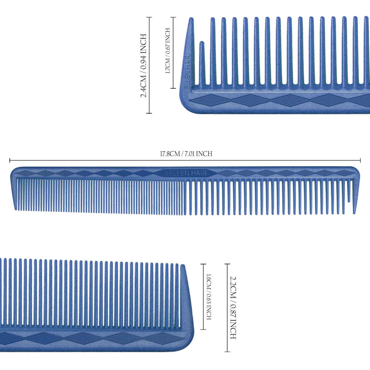 Vellen Hair® Professioneller Ultimate Schneidekamm 17,8 cm - Blau - VH202