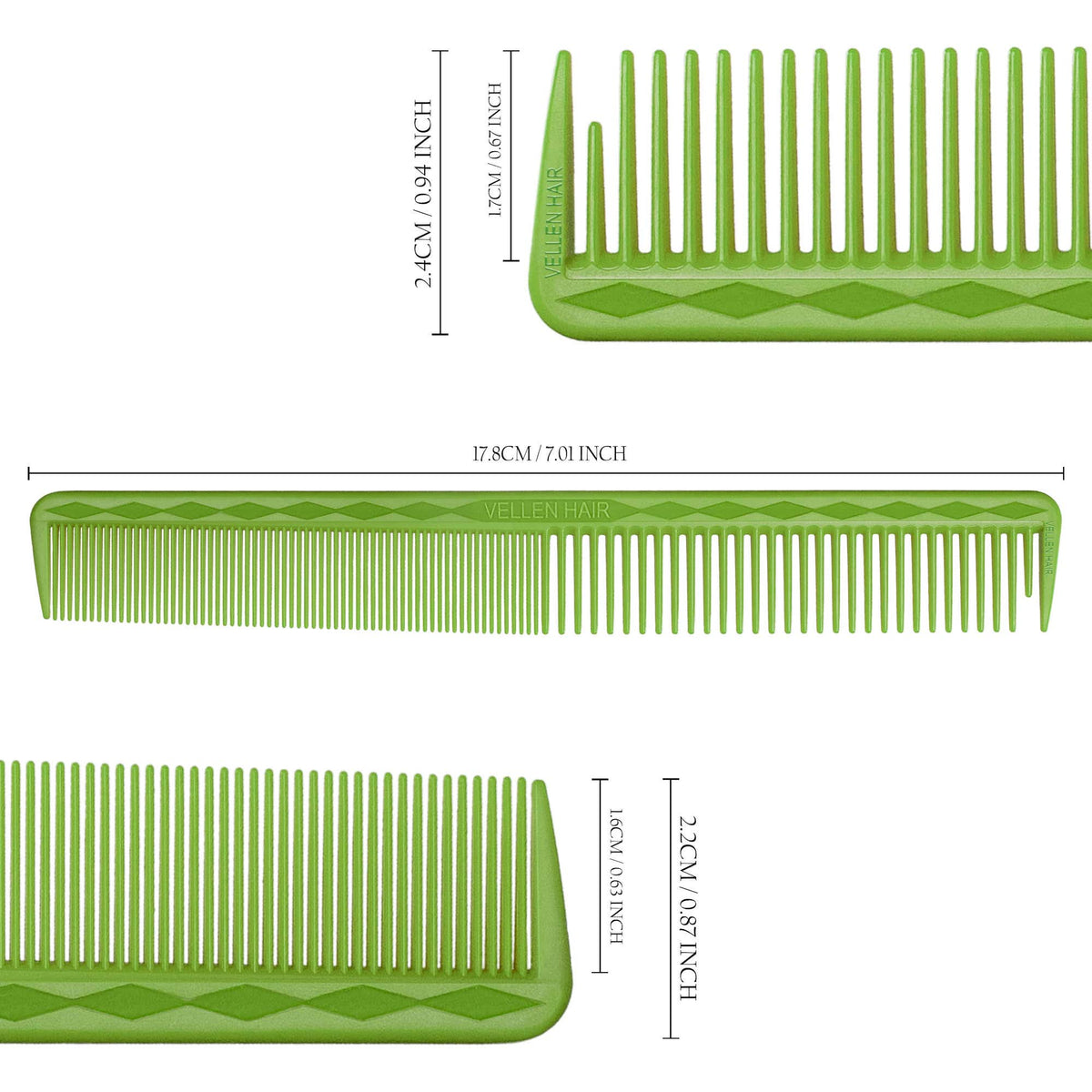 Vellen Hair® Professioneller Ultimate Schneidekamm 17,8 cm - Grün - VH202