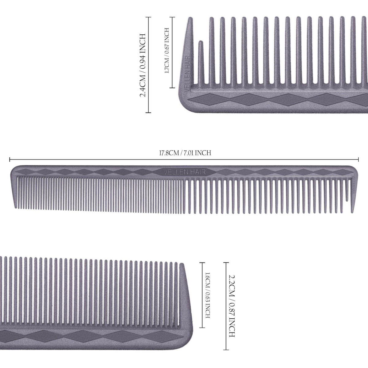 Vellen Hair® Professioneller Ultimate Schneidekamm 17,8 cm - Grau - VH202