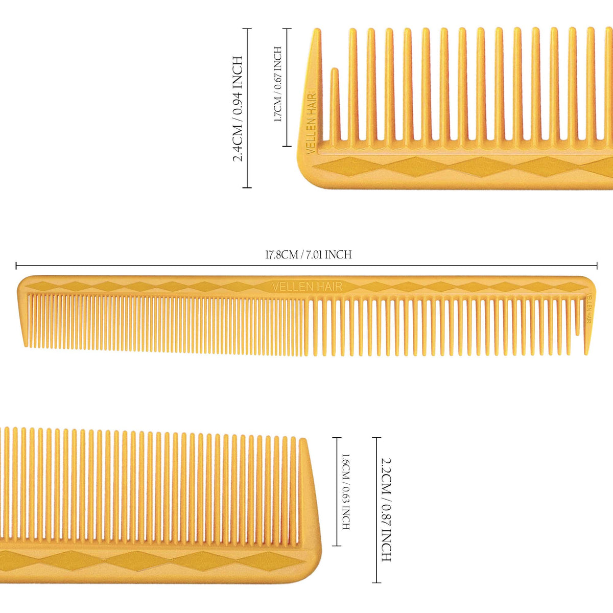 Vellen Hair® Professioneller Ultimate Schneidekamm 17,8 cm - Gelb - VH202