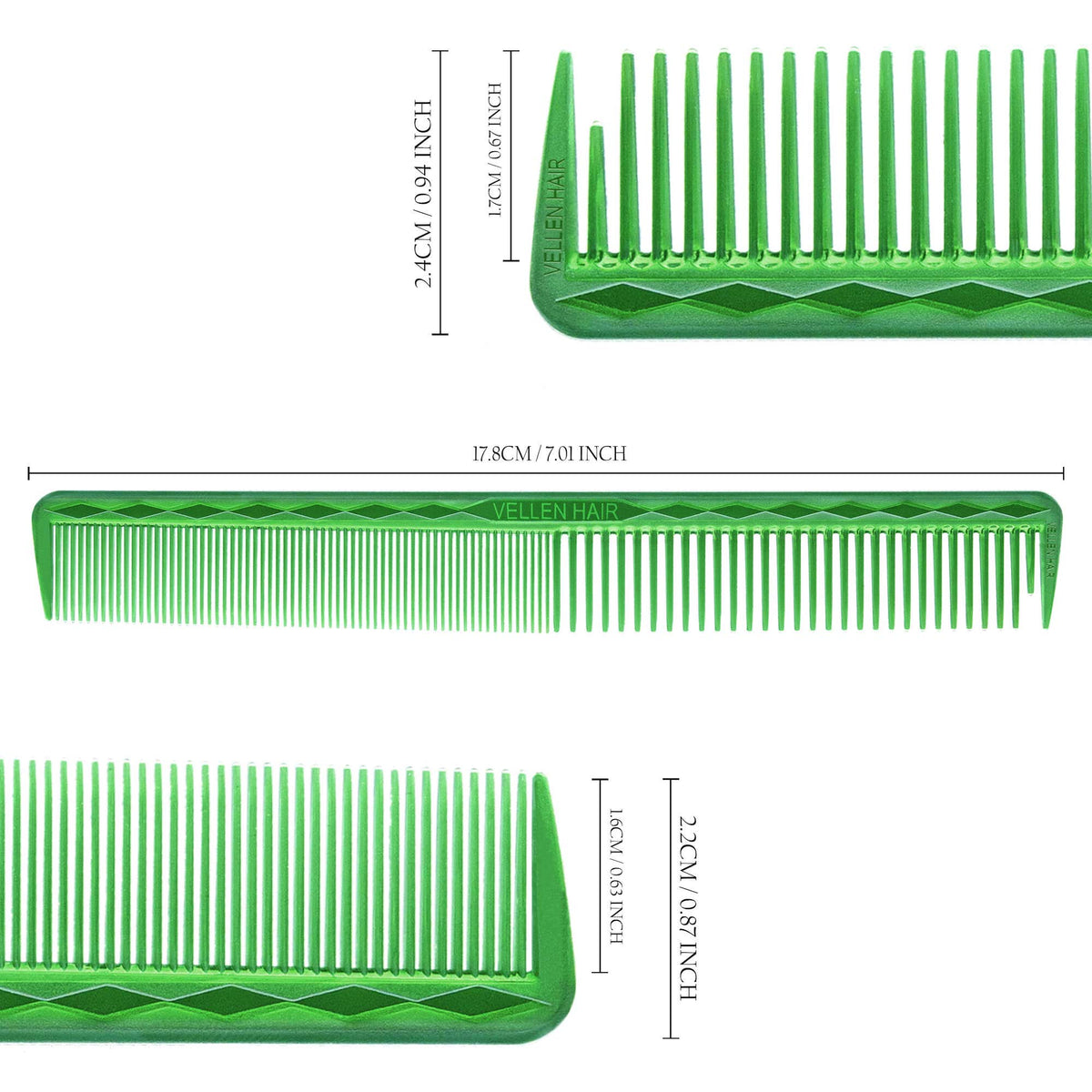 Vellen Hair® Professioneller Ultimate Schneidekamm 17,8 cm - Grün - Transparent - VH202