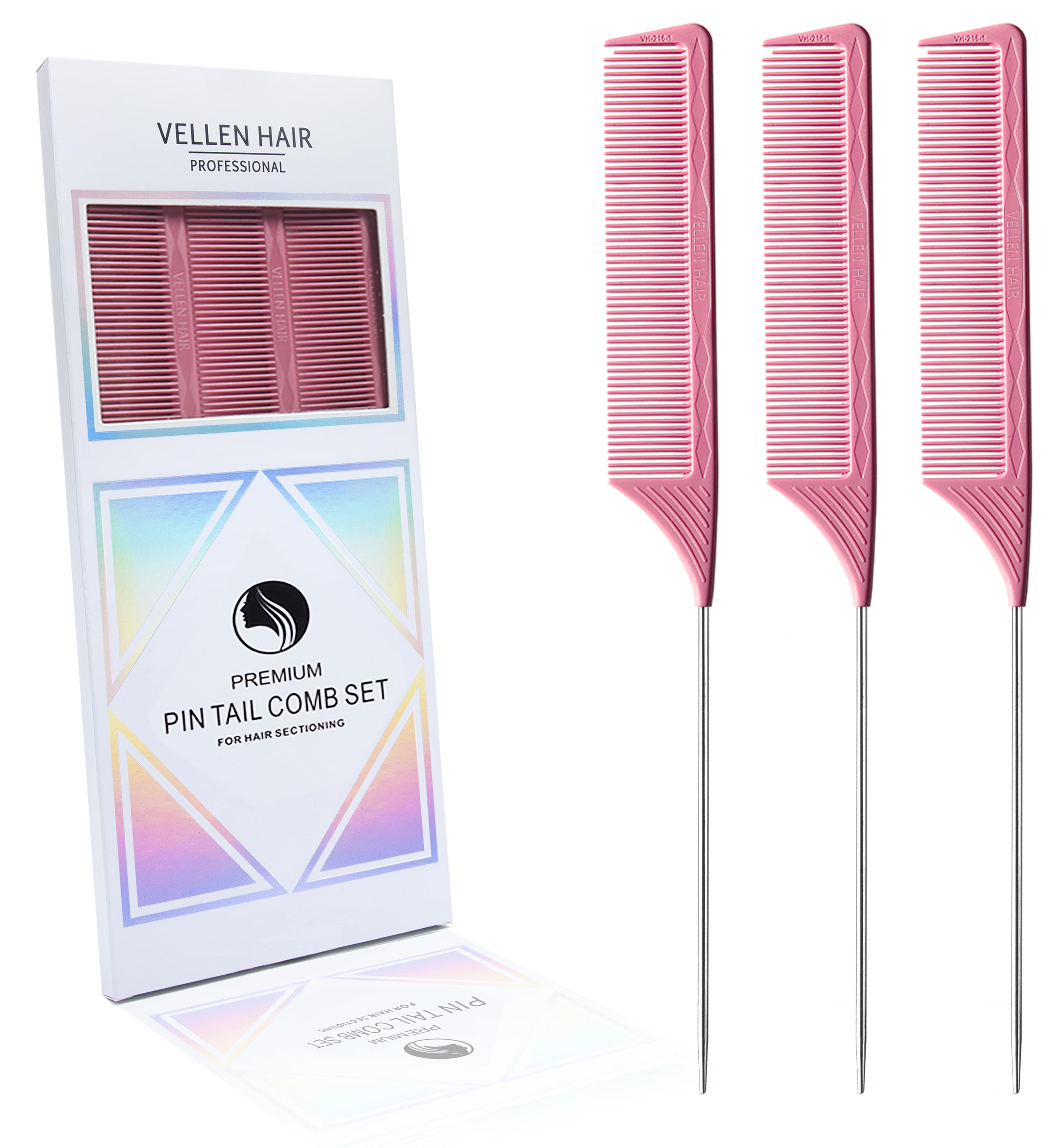VELLEN HAIR® ULTIMATE NADELSTIELKAMM 3 PACK - PINK