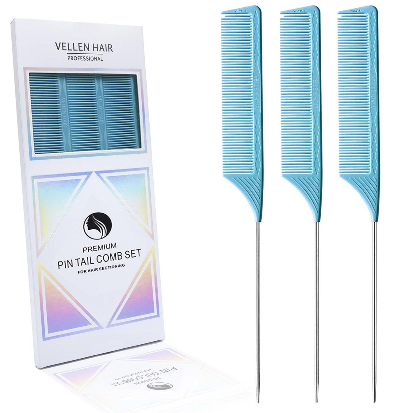 VELLEN HAIR® ULTIMATE NADELSTIELKAMM 3 PACK - HIMMELBLAU