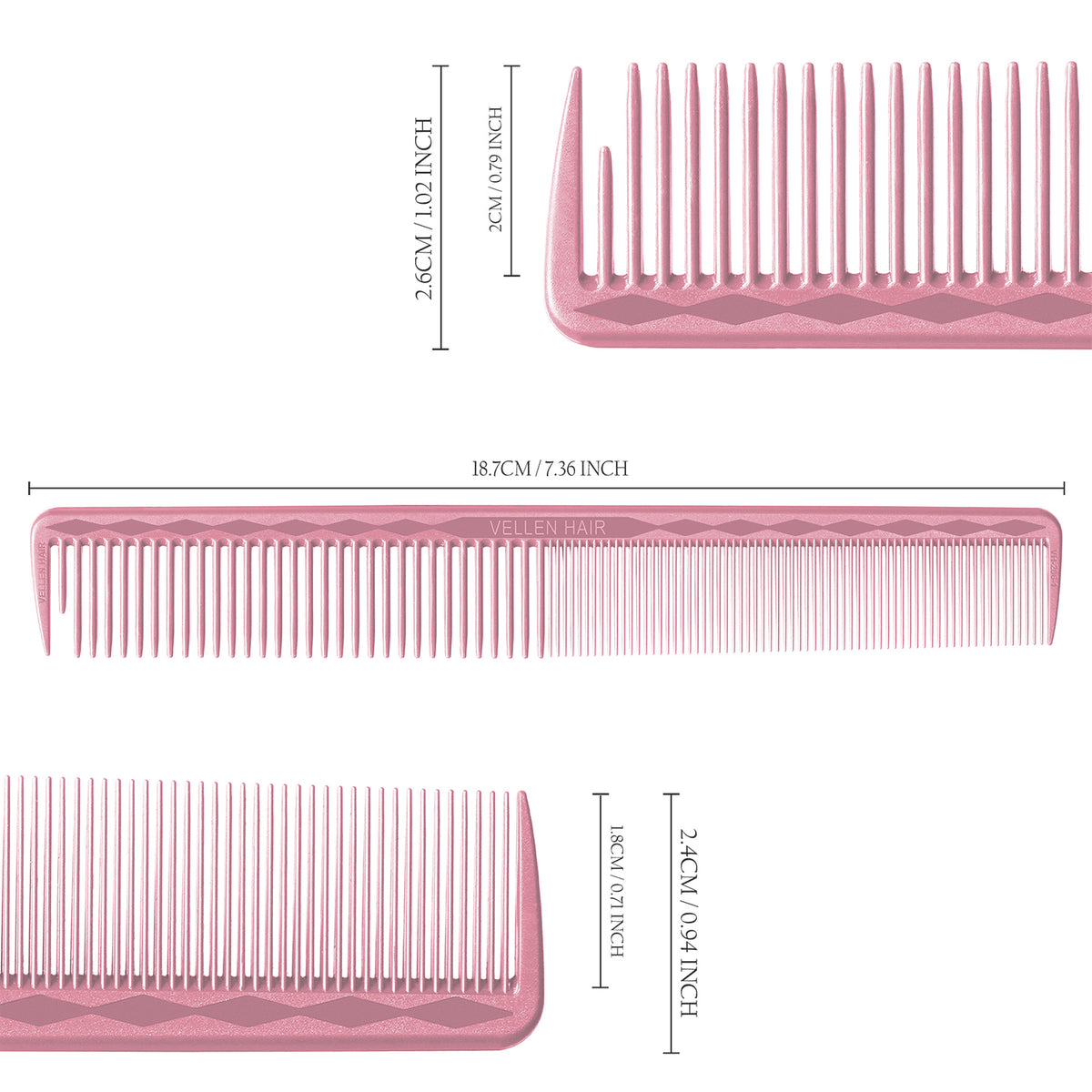 Vellen Hair® Ultimate Schneidekamm - 5 Größen - Pink